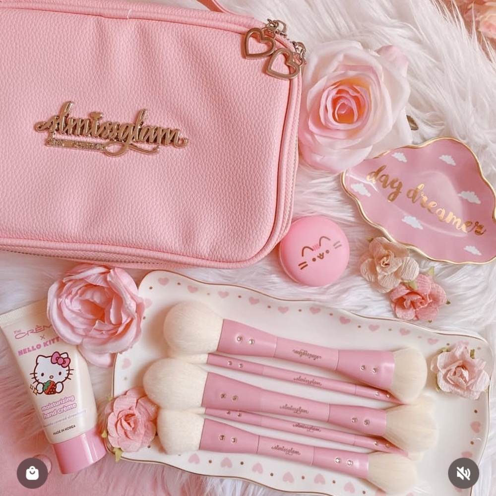 SLMissglam dual end Pink Brush set with Pouch